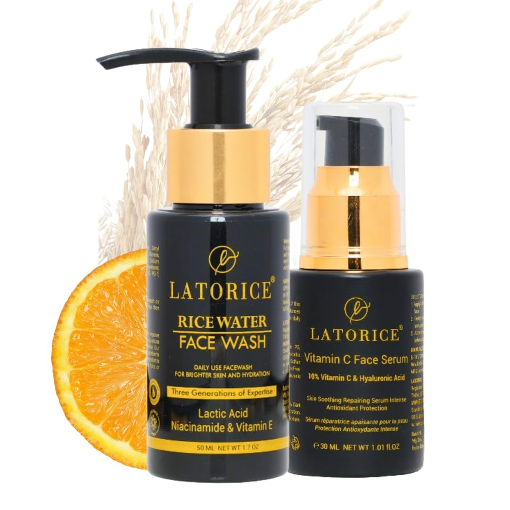 Unisex Skincare Combo | Rice Water Face Wash & Vitamin C Serum for Bright, Hydrated, Radiant Skin